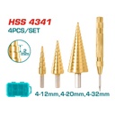 BROCA ESCALONADA JUEGO X 3 PZS +1PUNZON INDUSTRIAL SUPER TOTAL (TACSD2041)