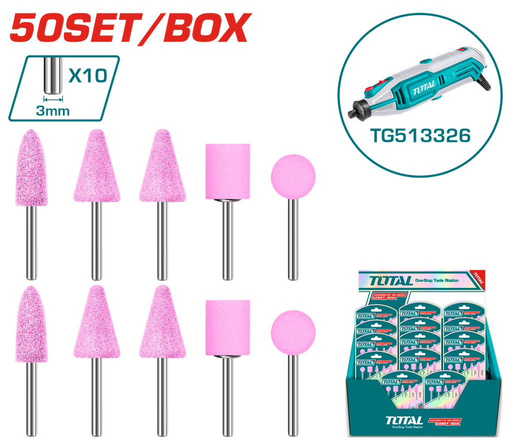 ACCESORIOS DE PIEDRA PARA MOTO TOOL MINI 10  PZS TOTAL (TAKB1012)