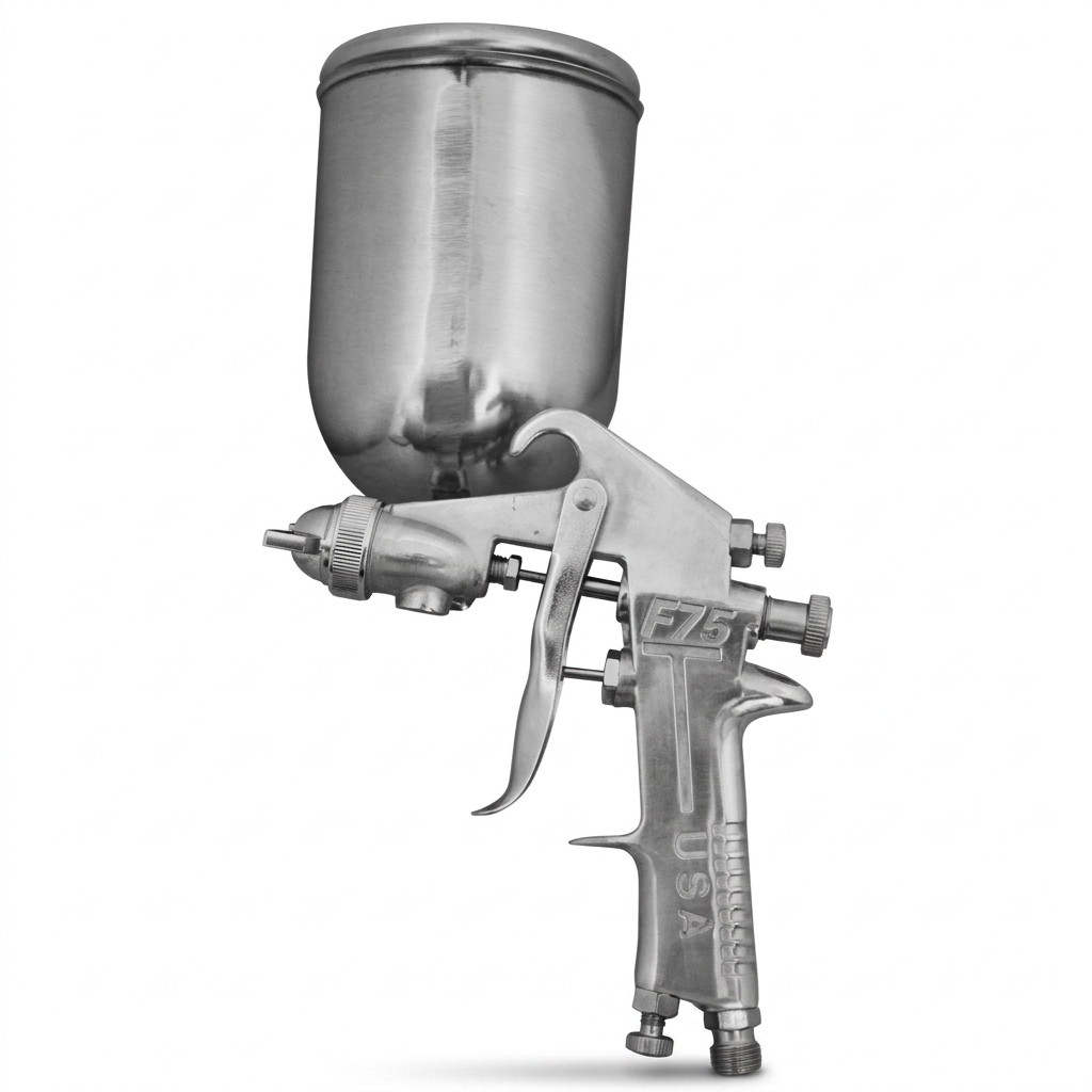AEROGRAFO UDUKE PROFESIONAL USA VASO DE 600 CC PISTOLA F-75 CROMADA - ALTA (HT30599)