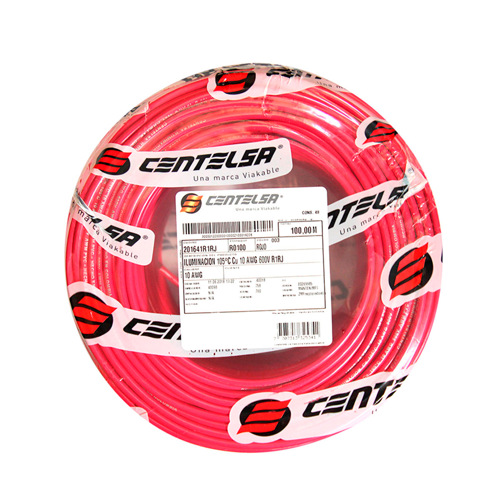 ALAMBRE RIGIDO CENTELSA 10  ( ROJO)