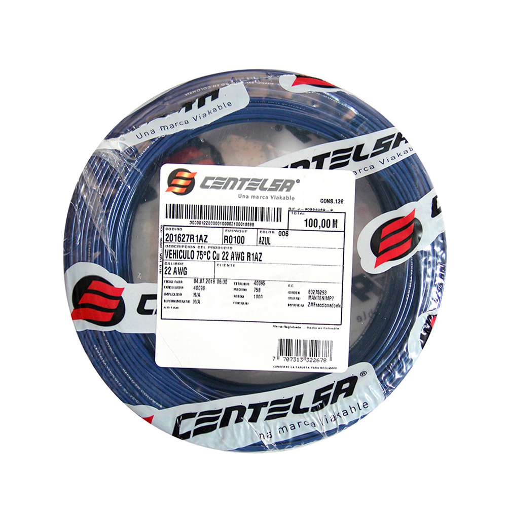 ALAMBRE RIGIDO CENTELSA 10  (AZUL)