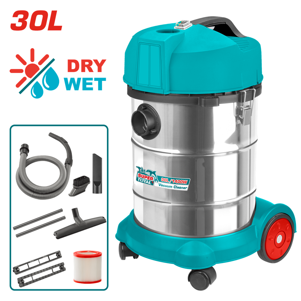 ASPIRADORA Y SOPLADORA PARA HUMEDO Y SECO 30L 1400W INCLUYE ACCESORIOS  INDUSTRIAL SUPER TOTAL  (UTVC14301)