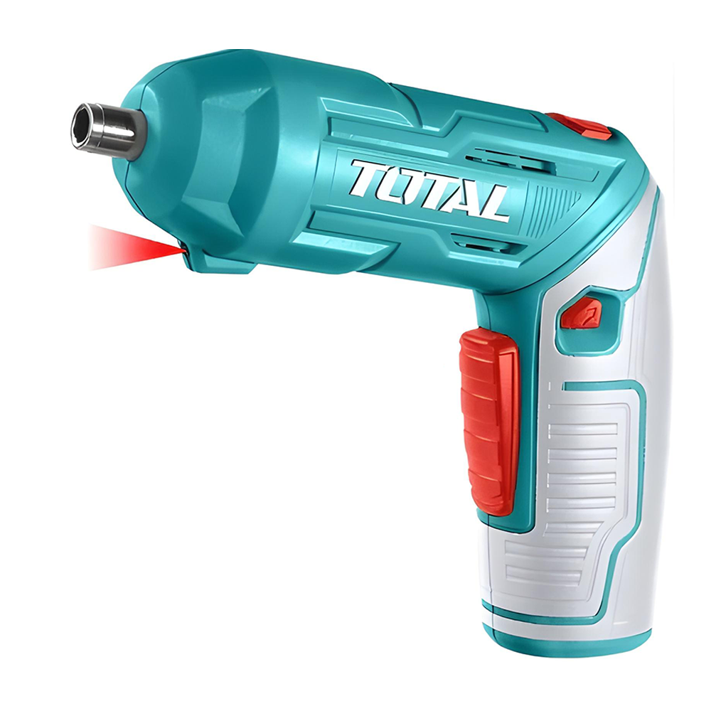 ATORNILLADOR INALAMBRICO 4V ESTUCHE PLASTICO + 16 PUNTAS TALADRO DE 25MM, 2 DE 50MM SUPER  TOTAL (TSDLI0442)