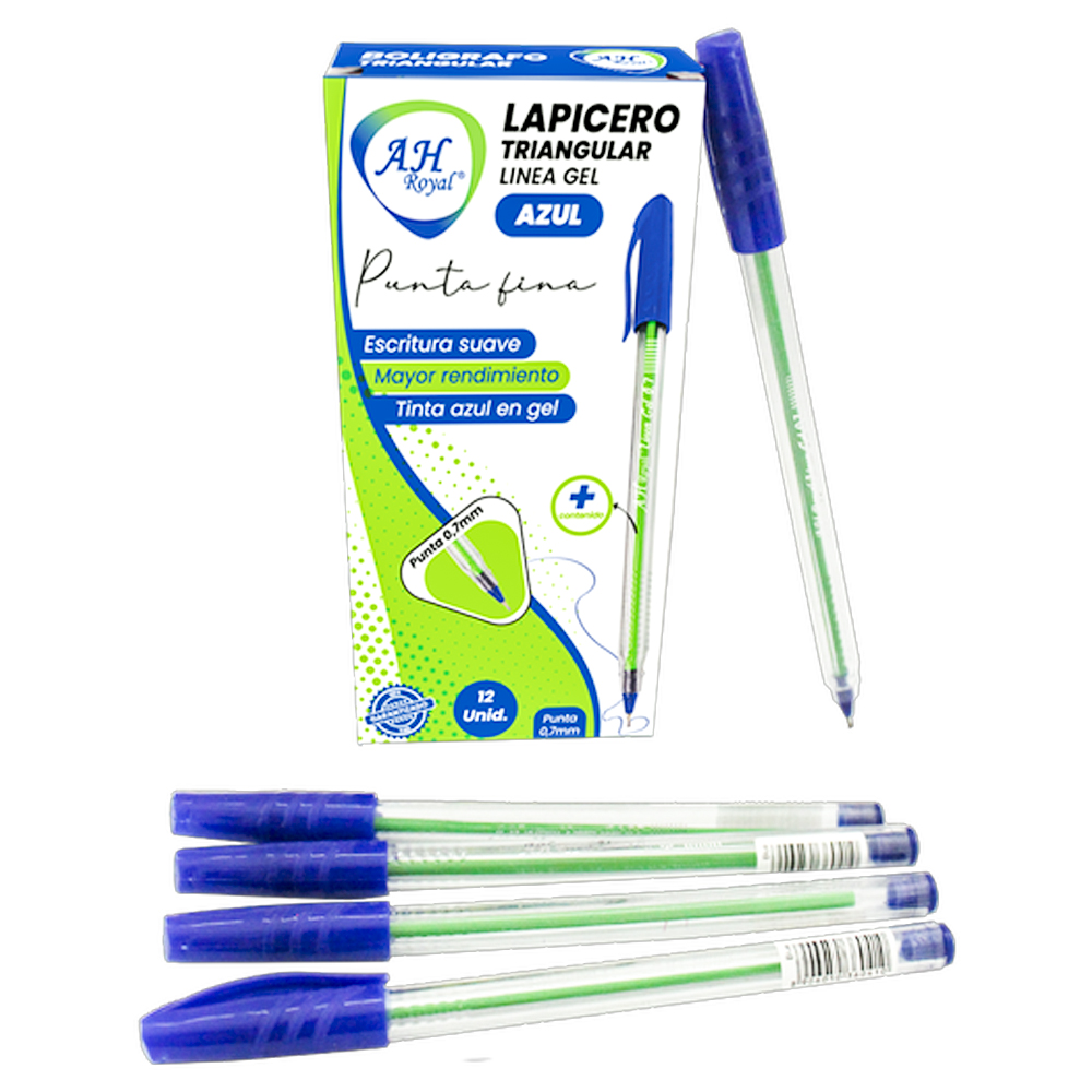 BOLIGRAFO AH ROYAL LINEA GEL 0.7 TRIANGULAR AZUL  [PAC2049]