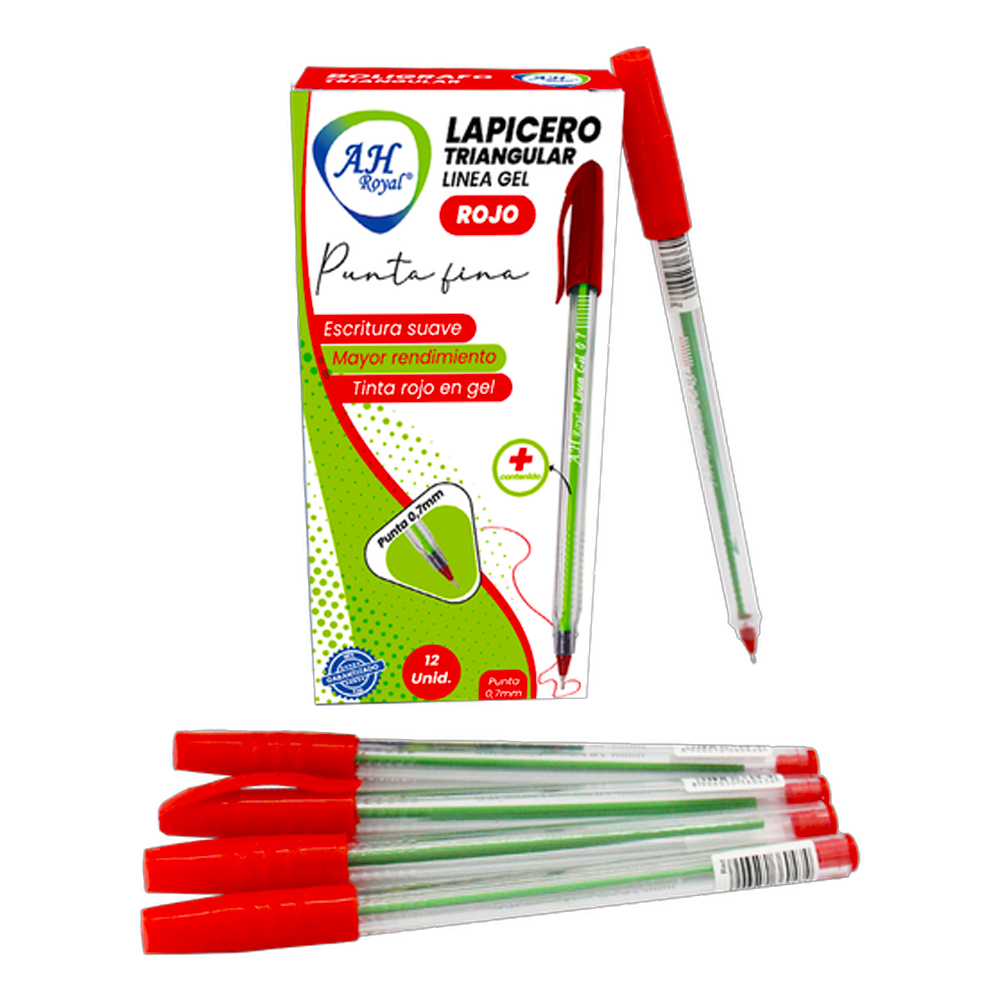 BOLIGRAFO AH ROYAL LINEA GEL 0.7 TRIANGULAR ROJO  [PAC70631-2051]