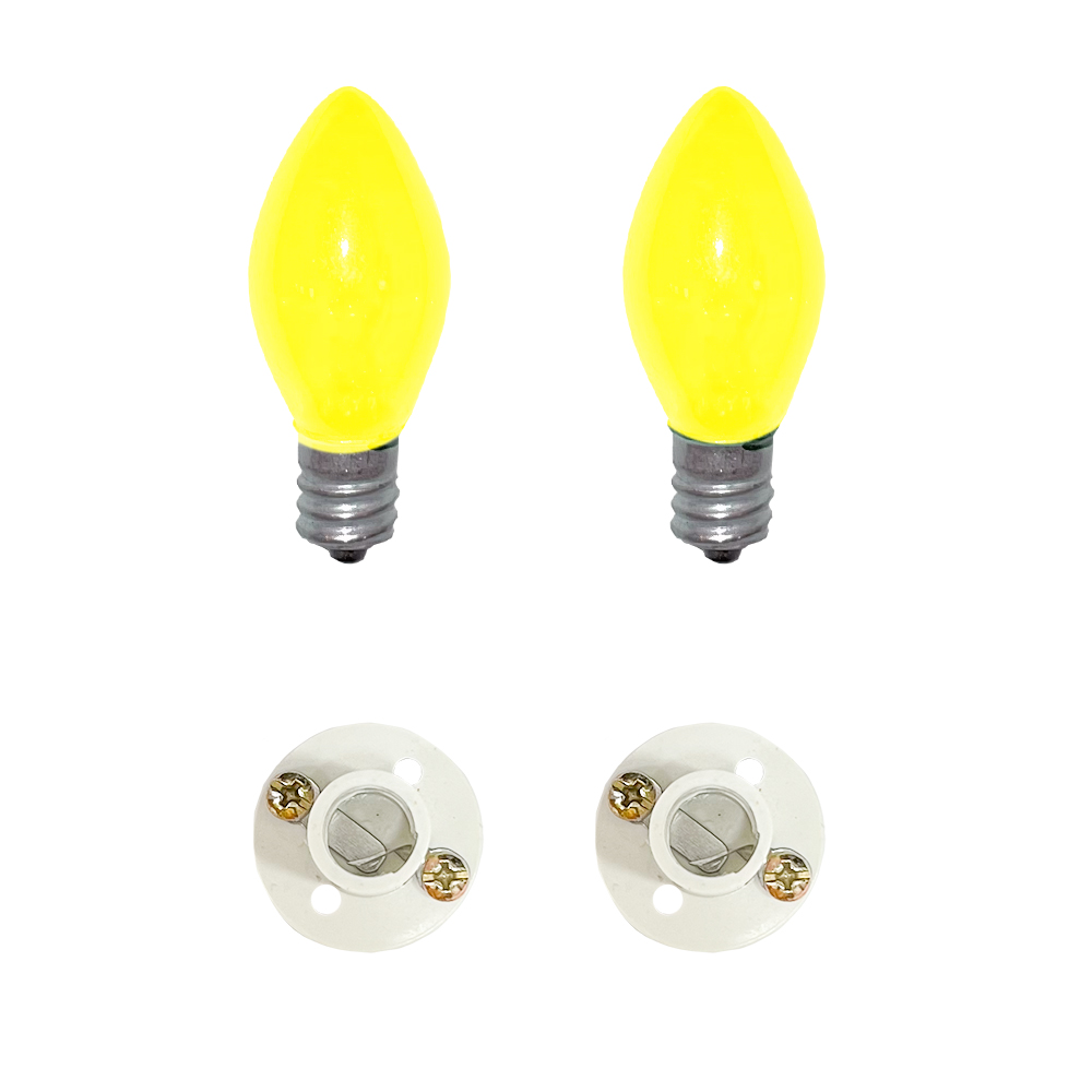 BOMBILLO CANDELABRO SENCILLO AMARILLO + SOKET CANDELABRO PASTA PQT X 2 UDUKE