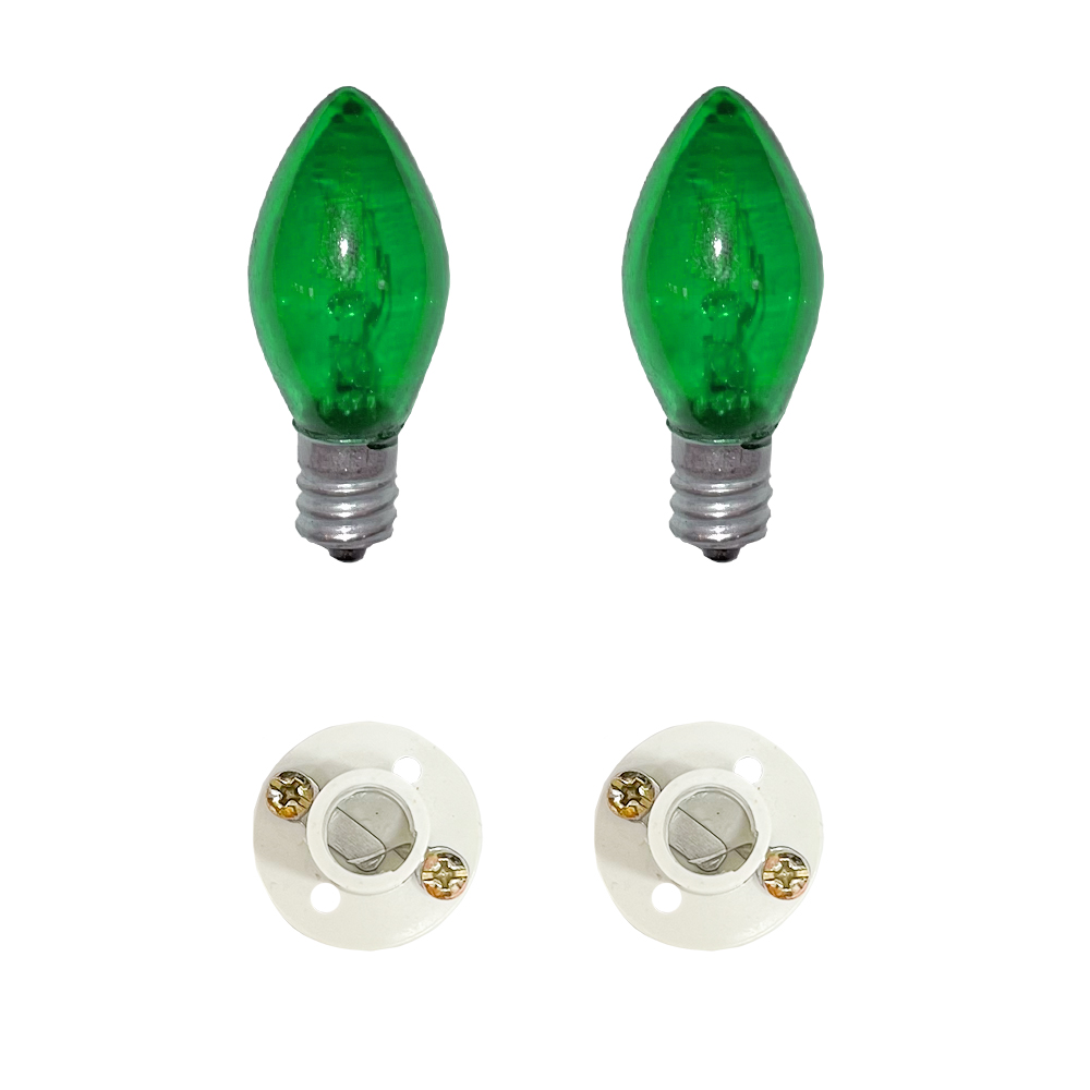 BOMBILLO CANDELABRO SENCILLO VERDE + SOKET CANDELABRO PASTA PQT X 2 UDUKE