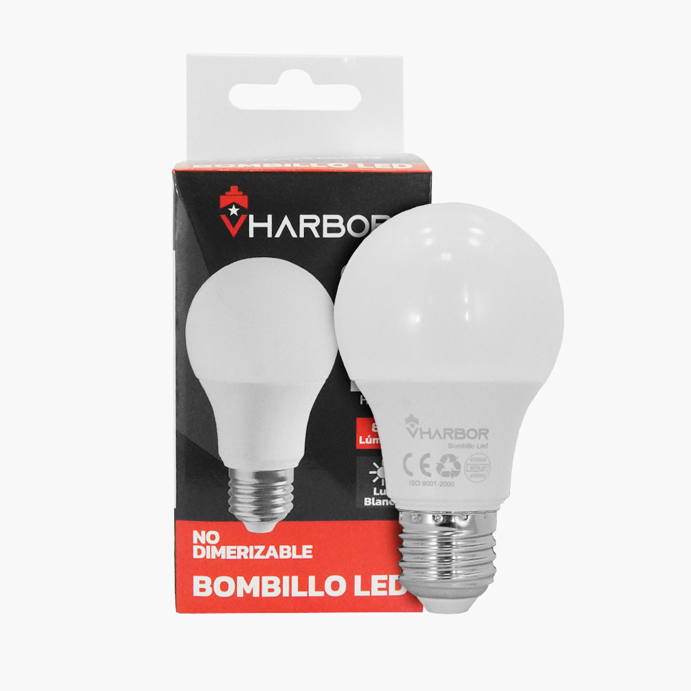 BOMBILLO LED 9W VHARBOR LUZ DIA E27 (6500K)(A60 )(HT2232)
