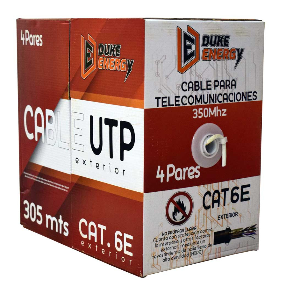 CABLE UTP NIVEL 6E INTERIOR 4 PARES FINO DUKE ENERGY X 305 MTS (60%COBRE-40%ALUMINIO) BLANCO (HT10095)(CAT6E)(HT1408)