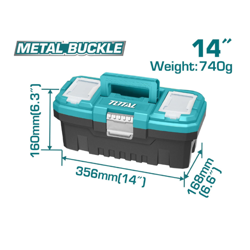 CAJA HERRAMIENTA 14 PLASTICA CIERRE METALICO TOTAL (TPBX0142)