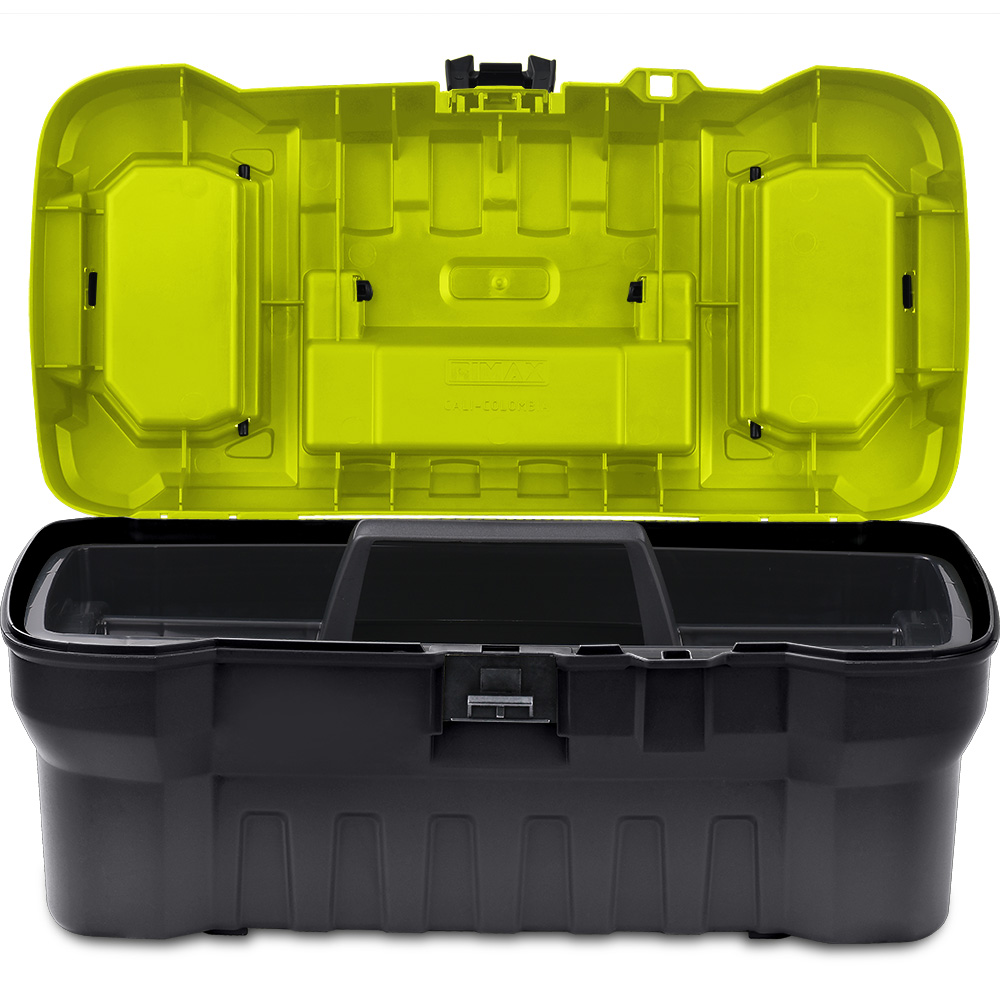 CAJA HERRAMIENTA 16 CON BANDEJA ORGANIZADORA NEGRO-VERDE RIMAX (13806)