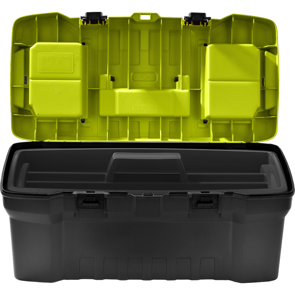 CAJA HERRAMIENTA 24 CON BANDEJA ORGANIZADORA NEGRO-VERDE RIMAX (13808)