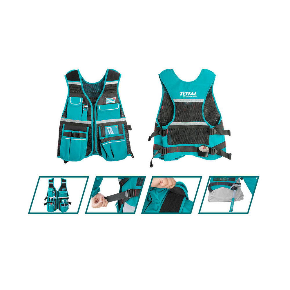CHALECO PORTA  HERRAMIENTA DE 12 BOLSILLOS INDUSTRIAL CAPACIDAD MAXIMA 3KG TOTAL (TTVT1601)