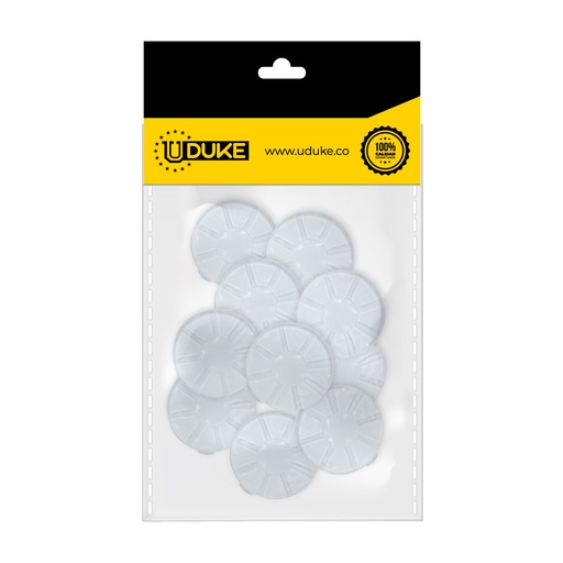 CHUPA ADHESIVA PLANA TRANSPARENTE PARA VIDRIO PQT X 10 UDUKE