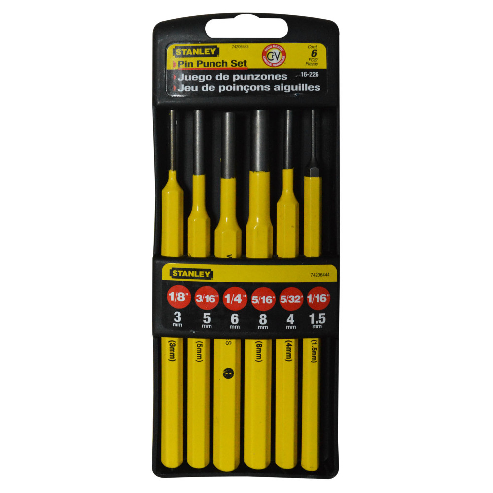 CINCEL PUNZON STANLEY JUEGO X6 (1/8-3/16-1/4-5/16-5/32-1/16)(16-226)