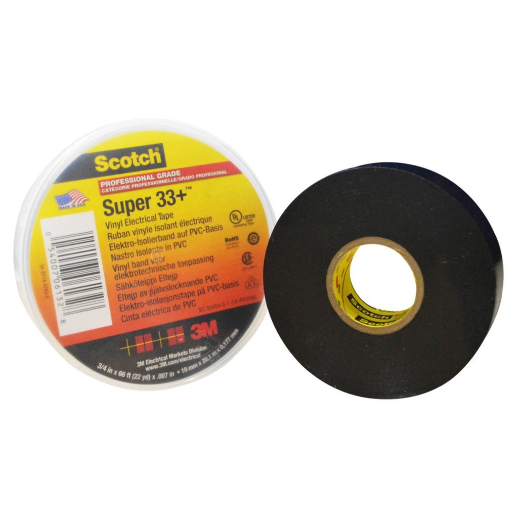 CINTA AISLANTE 3M SCOTCH SUPER 33 GRANDE 19 MTS + CINTA AUTOFUNDENTE 23 X 2MTS GRATIS (LE000012571)