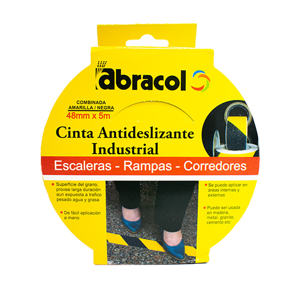 CINTA ANTIDESLIZANTE ABRACOL GRADA 2" X 5 MTS NEGRA-AMARILLA (SCCIANTYN48)