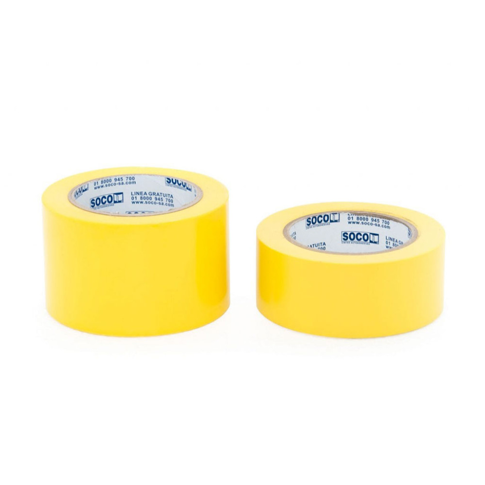 CINTA SOCO ADHESIVA DEMARCACION DE PISO Y/O SEGURIDAD AMARILLA 2" X 33 MTS (48X33)
