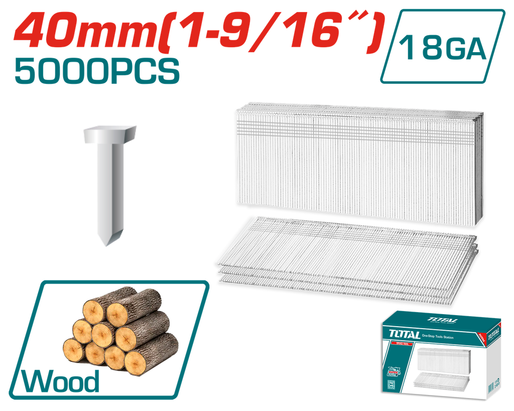 CLAVO 40MM PARA CLAVADORA NEUMATICA 5000 PZS TOTAL (TAC918401)