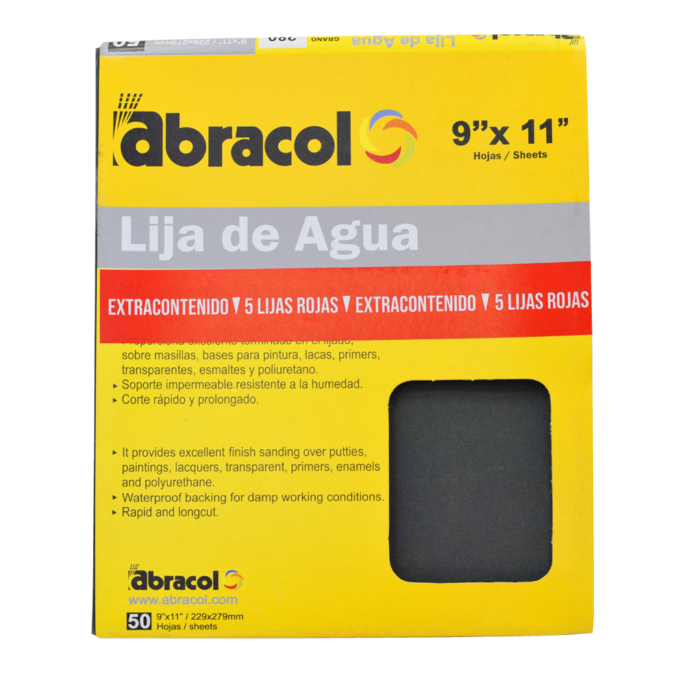 COMBO 50 LIJA ABRACOL 280 ( LIJADO EN AGUA (RPHLC0280000 + 5 LIJAS ROJA 150 EXTRACONTENIDO