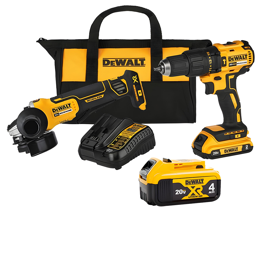 COMBO DEWALT (DCD7781D1-B3A) TALADRO PERCUTOR 20V BRUSHLESS (DCD7781-B3) + PULIDORA INALAM 4 1/2 20V ION DE LITIO (DCG413B-B3) + BATERIA (DCB204