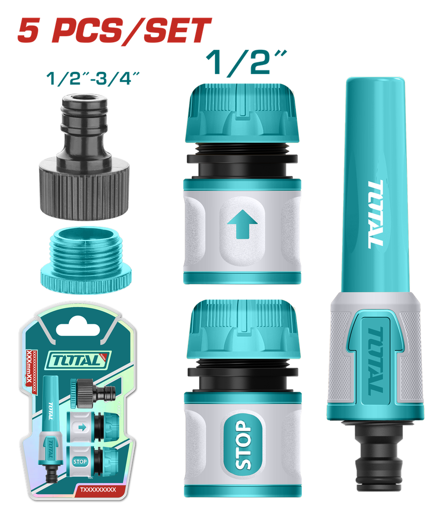 CONECTORES PARA MANGUERA X 5 PZS SUPER TOTAL (THHCS05122)