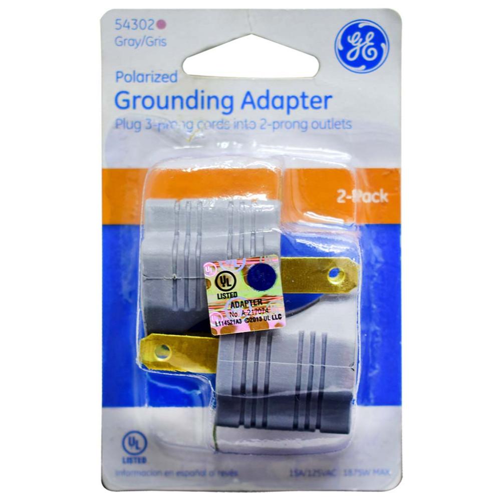 CONVERTIDOR POLO A TIERRA GRIS BLISTER X 2 15A 125V GENERAL ELECTRIC (GE54302)