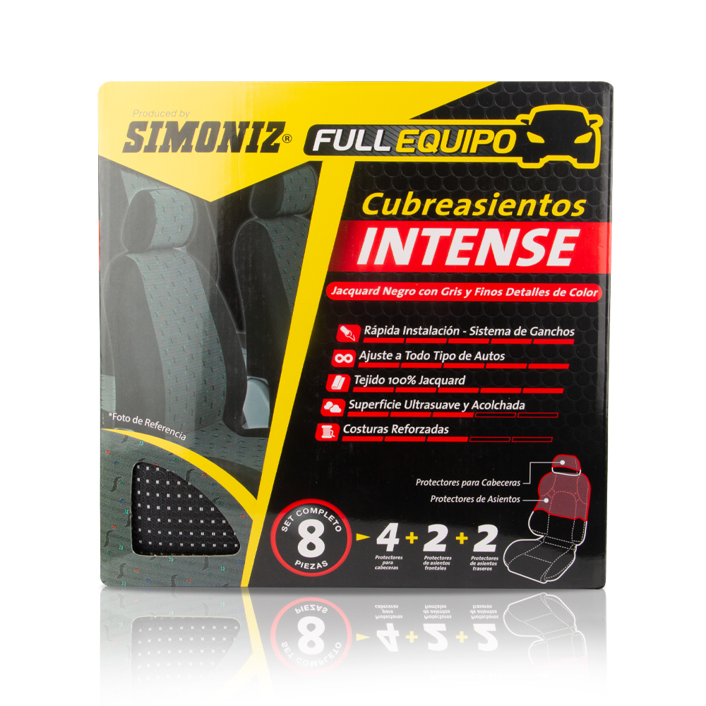 CUBREASIENTOS INTENSE FORRO JACQUARD GRIS OSCURO TKC X 8 PCS (105992)