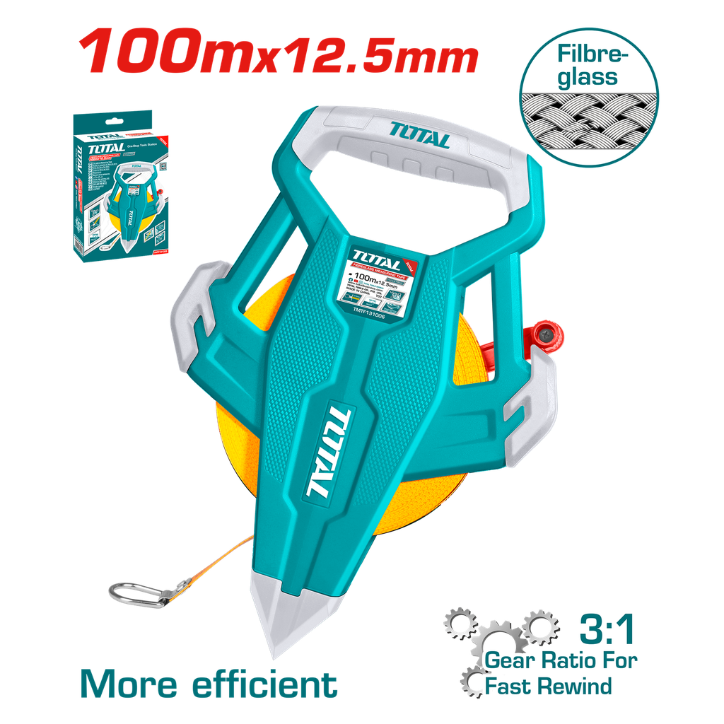 DECAMETRO 100MTS  INDUSTRIAL FIBRA DE VIDRIO MANGO ERGONOMICO TOTAL (TMTF131006)