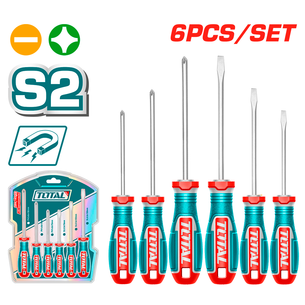 DESTORNILLADOR  JUEGO 6 PZS PUNTA IMANTADA SUPER TOTAL (TKSDS0626)