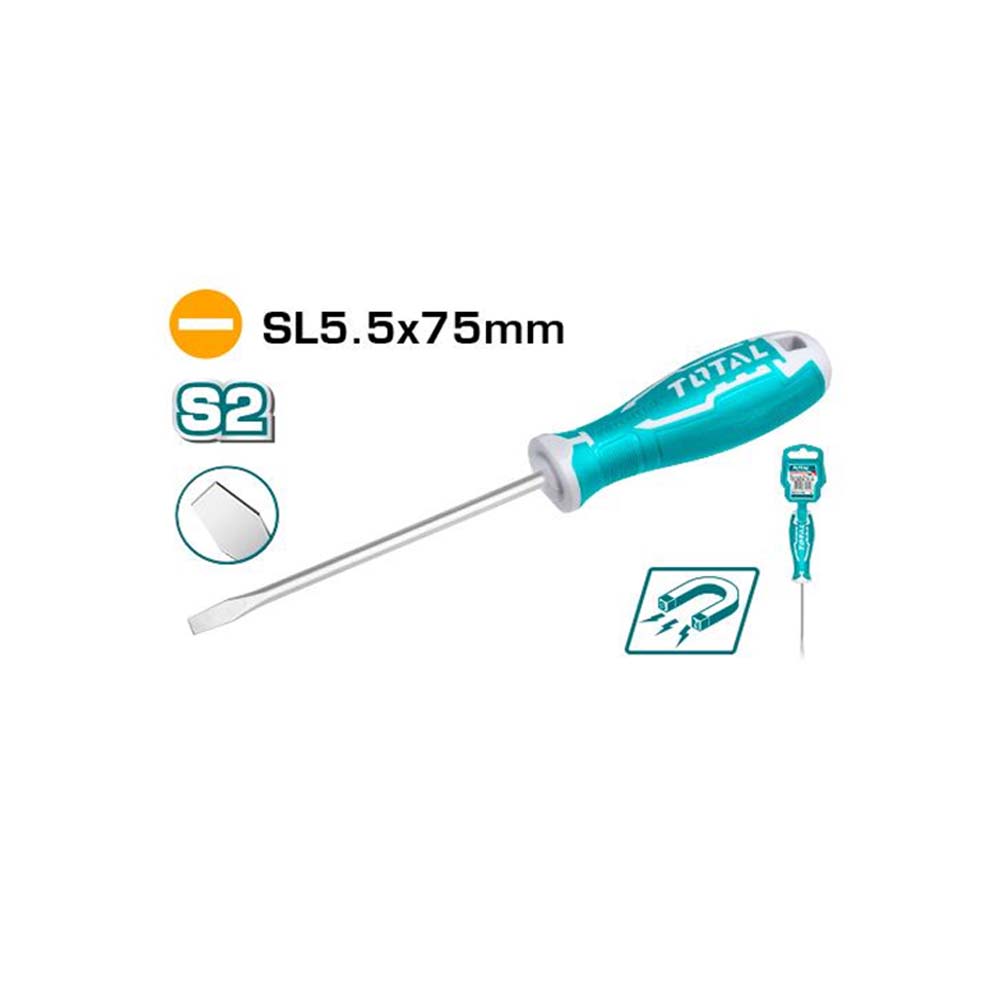 DESTORNILLADOR 5X75MM (-) PUNTA INMANTADA INDUSTRIAL TOTAL (THT265075)