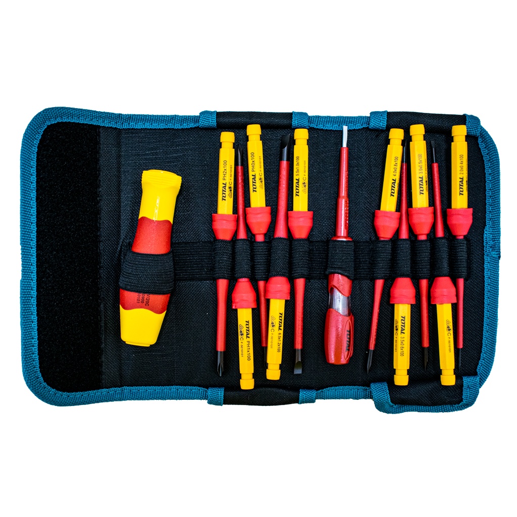 DESTORNILLADOR AISLADO 1000V INDUSTRIAL JUEGO X 12 PZS INTERCAMBIABLE TOTAL (THKISD1201)