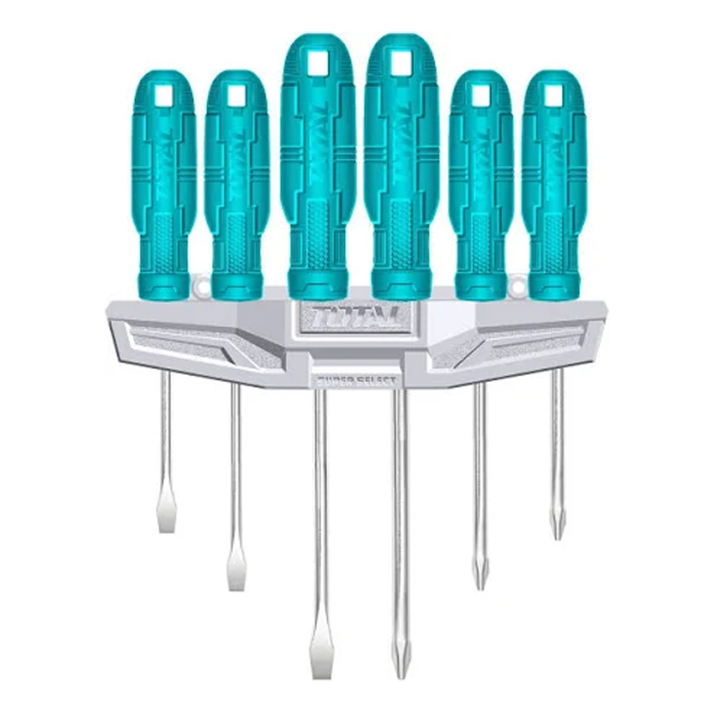 DESTORNILLADOR CROMO VANADIUM JUEGO X 6 PZS MANGO ERGONOMICO TOTAL (THTDC250601)