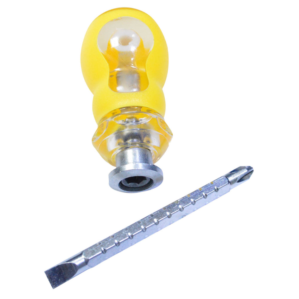 DESTORNILLADOR DOBLE PUNTA PUNO DOBLE USO C/V CON SEGURO CRISTAL (HT50081