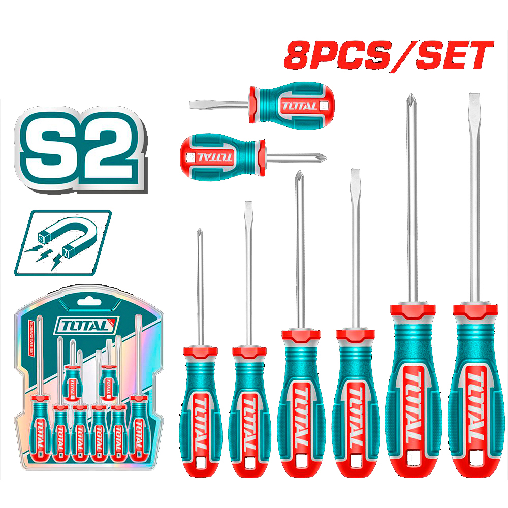 DESTORNILLADOR JUEGO 8 PZS PUNTA IMANTADA SUPER TOTAL (TKSDS0826)