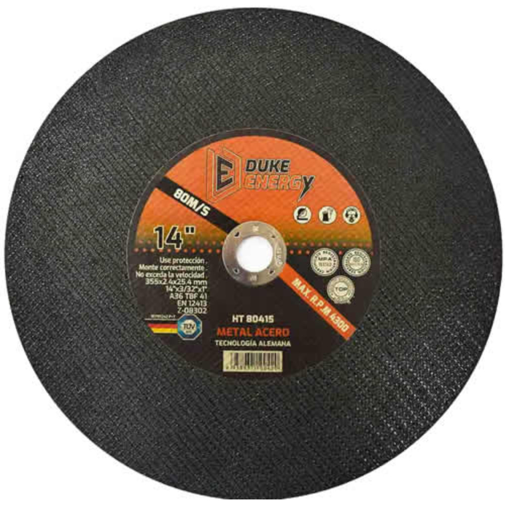 DISCO 14" X 3/32 CORTE METAL PARA TRONZADORA DUKE ENERGY TECNOLOGIA ALEMANA (HT80415)