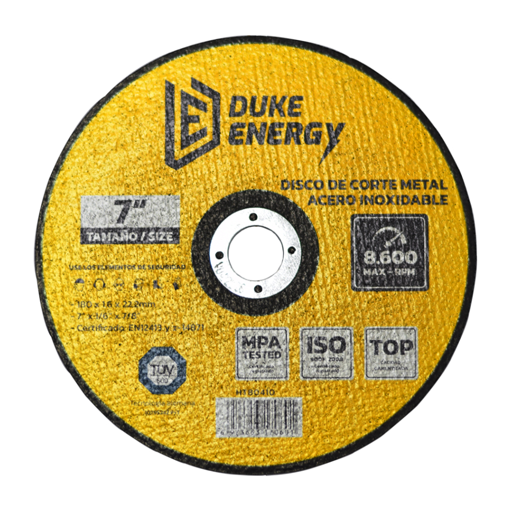 DISCO 7 CORTE METAL ACERO INOX 2 EN 1 DUKE ENERGY TECNOLOGIA ALEMANA (HT80410)