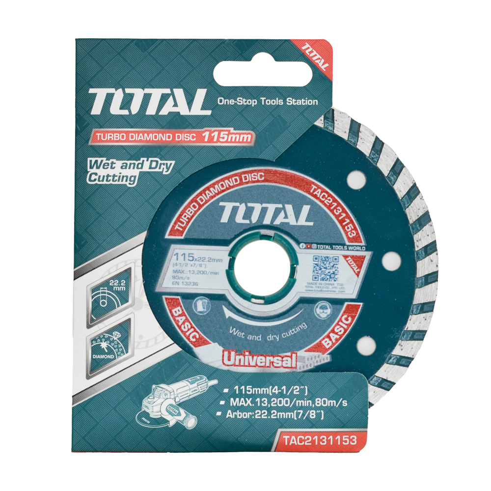 DISCO DE CORTE DIAMANTADO TURBO 4 1/2  115MM TOTAL (TAC2131153)