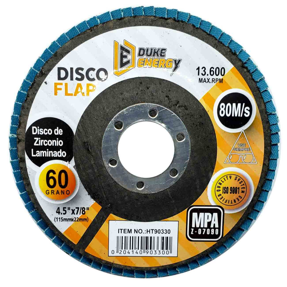 DISCO FLAP DUKE ENERGY 4 1/2 GRANO 60 ZIRCONIO (115MM X 22MM) (HT90330)