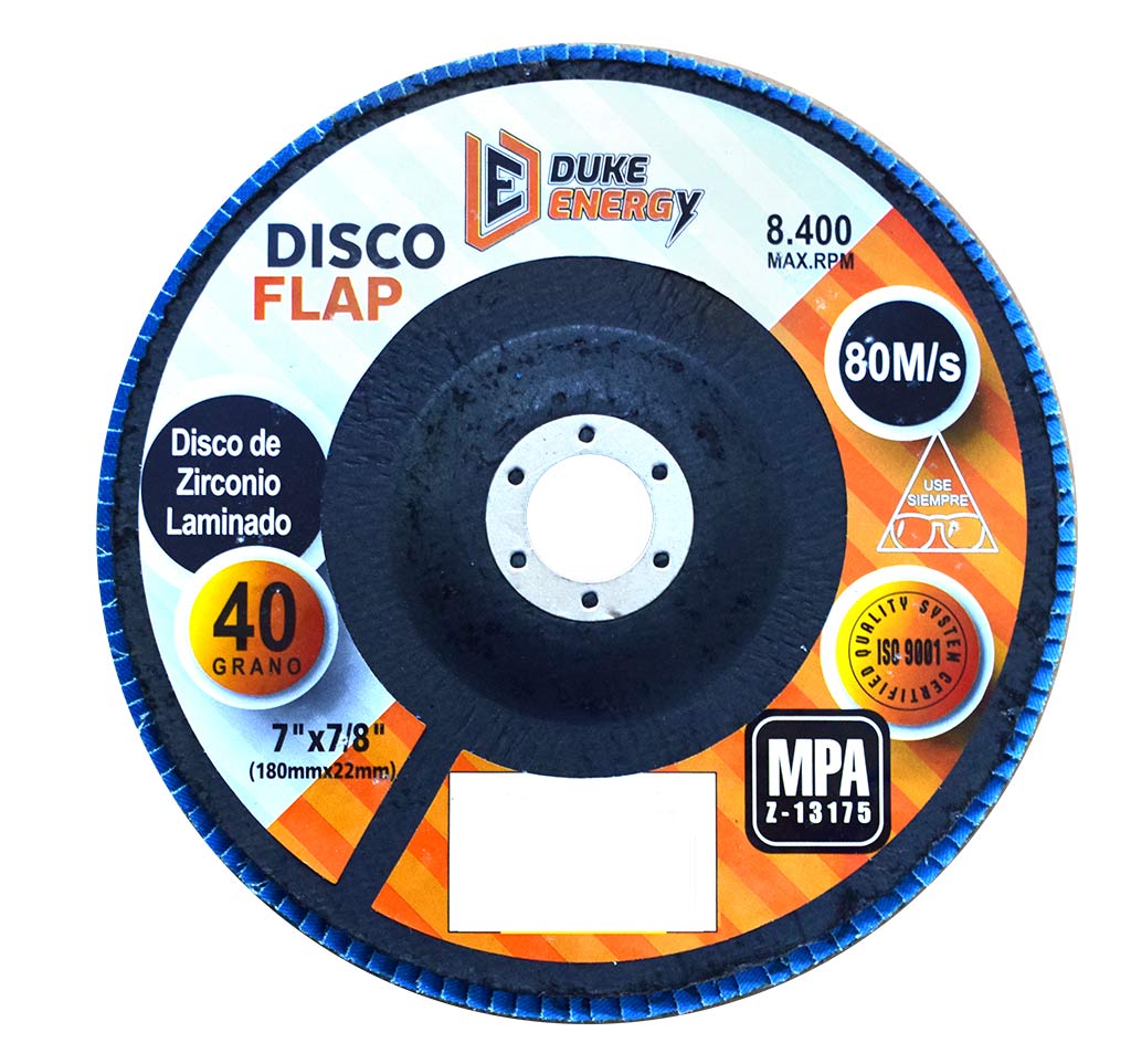 DISCO FLAP DUKE ENERGY 7 GRANO 40 ZIRCONIO (180MM X 22MM) (HT1292)