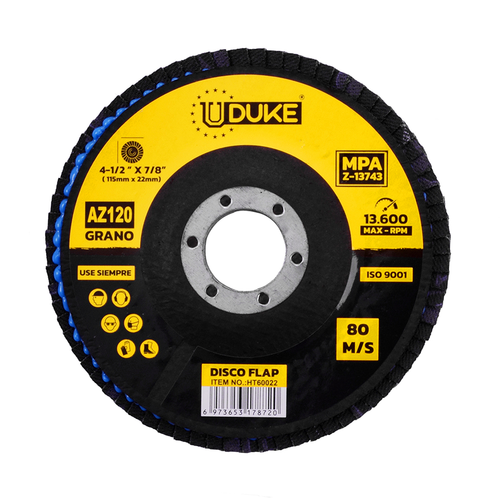 DISCO FLAP UDUKE  4 1/2 GRANO 120 (115MM X 22MM) (HT60022)