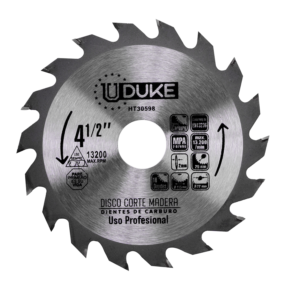 DISCO MADERA UDUKE PROFESIONAL (4 1/2X 18) DMA115 (HT30598)