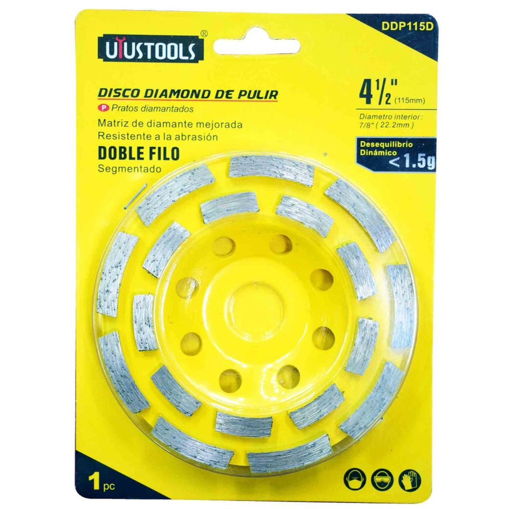 DISCO PULIR PIEDRA DIAMANTADO SEGMENTADO DOBLE FILO UYUSTOOLS 4 1/2 (DDP115D)