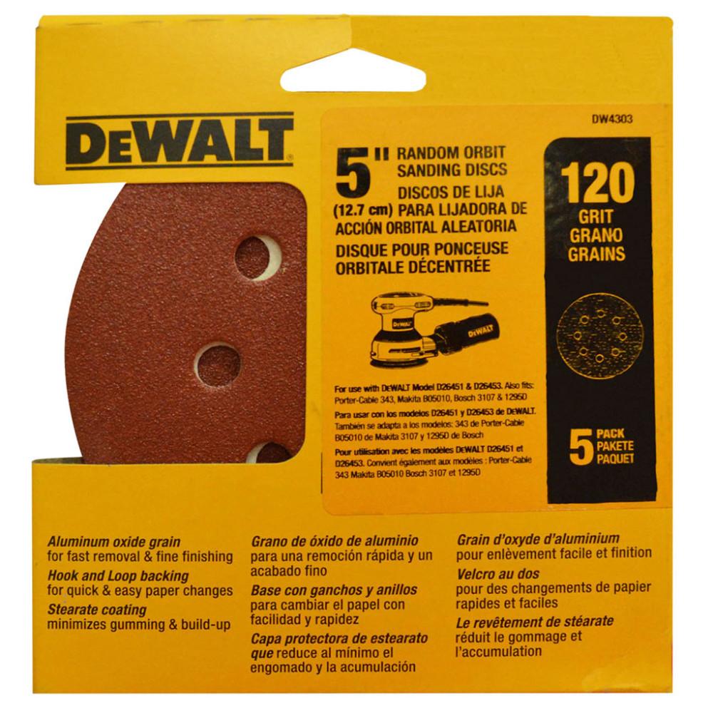 DISCO VELCRO DEWALT X5 - 5  ROJO GRANO 120 (DW4303)