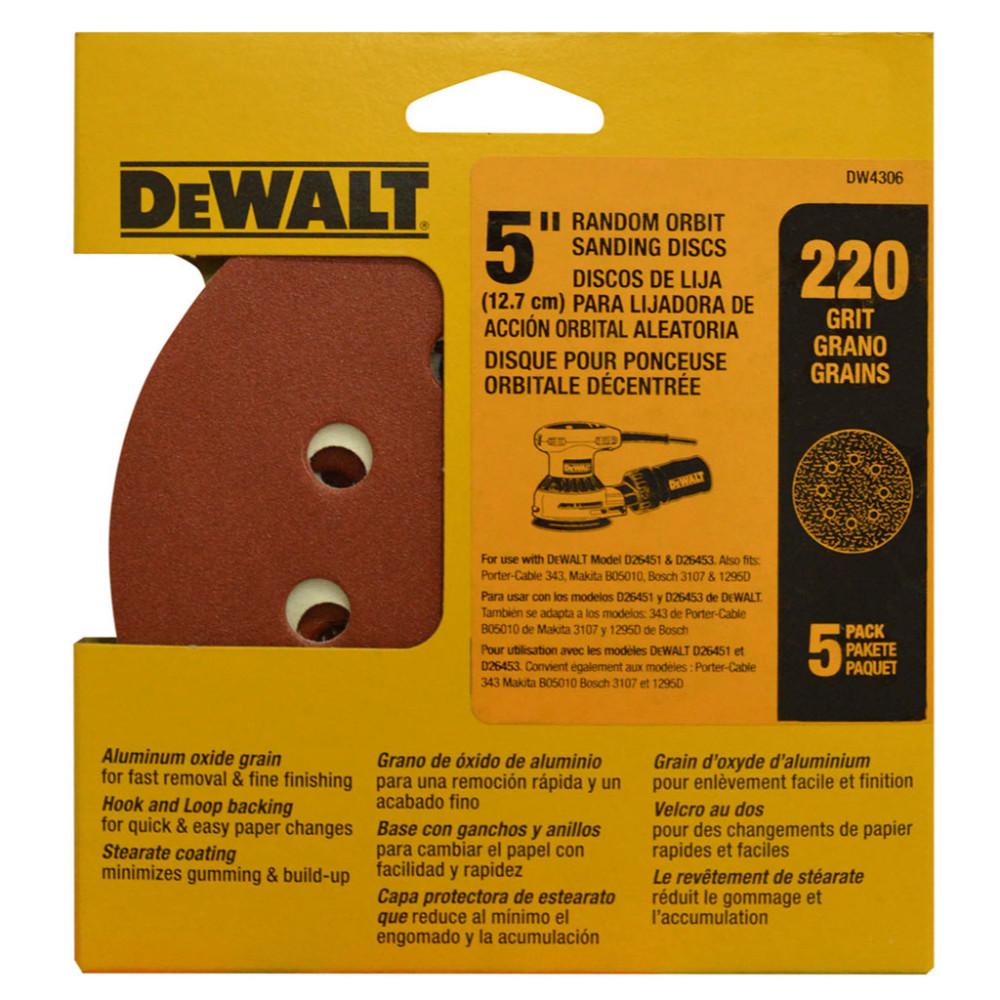 DISCO VELCRO DEWALT X5 - 5  ROJO GRANO 220 (DW4306)