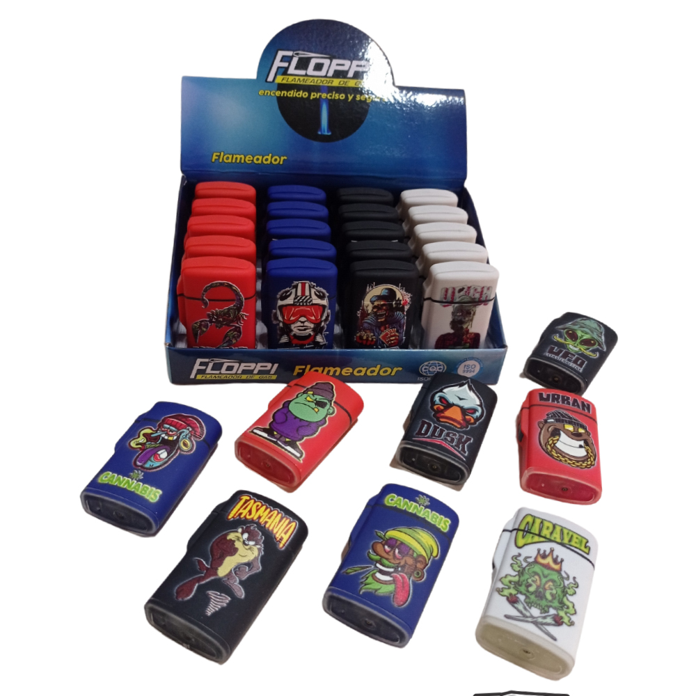 ENCENDEDOR A GAS FLAMEADOR PEQUEÑO MOTIVOS FLOPPI (FL702)