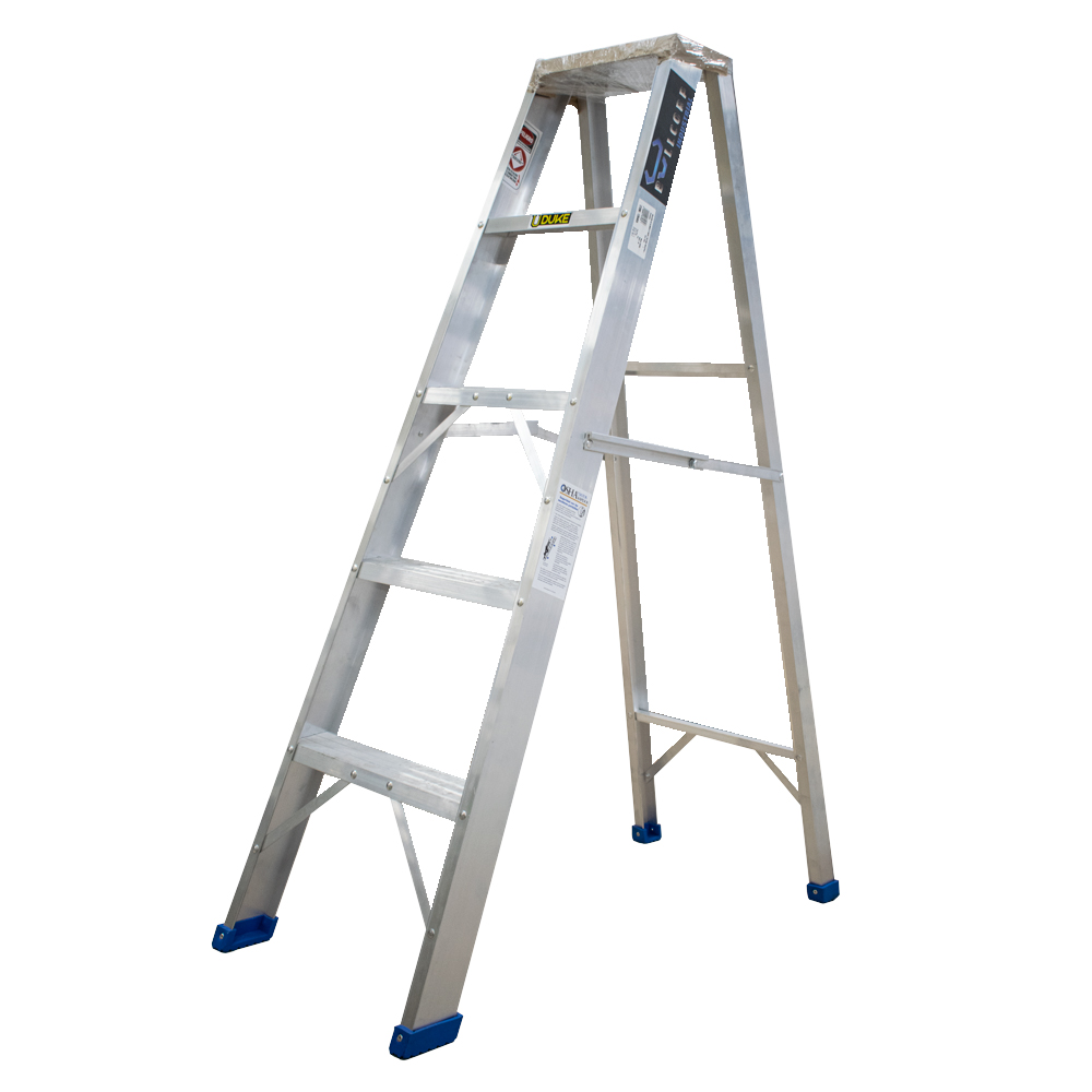 ESCALERA DE ALUMINIO 4 PELDAÑO 5 PASOS T-1 INDUSTRIAL CAP 180 KILOS UDUKE CON PLATAFORMA 140 CM (HT1314N)