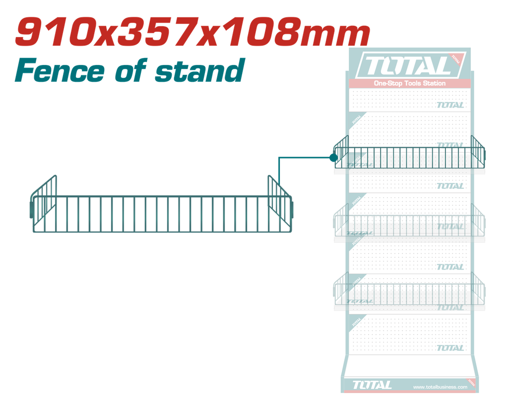 EXHIBIDOR TOTAL BARANDILLA PARA BANDEJA (PMST02F)(910x357x108-mm)
