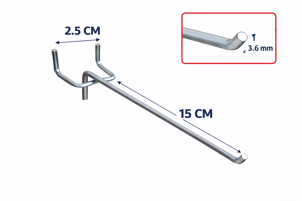GANCHO EXHIBICION LARGO  15 X DOCENA (15CM)
