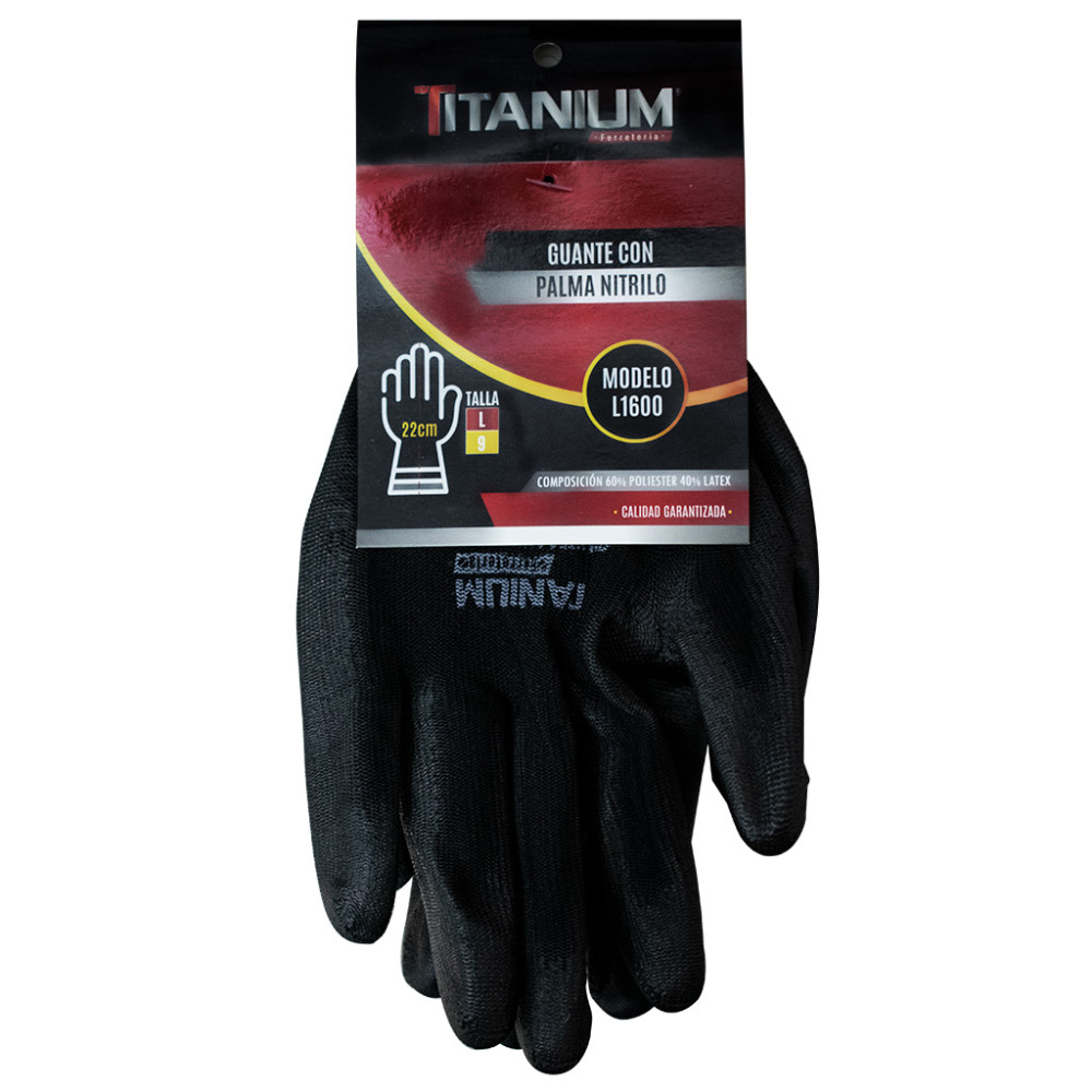 GUANTE NITRILO SEGURIDAD  TITANIUM NEGRO TALLA L-9 (FSI09)